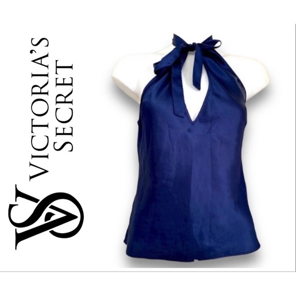 Victoria’s Secret Satiny Halter Top in Royal Blue SZ Small - Picture 1 of 7